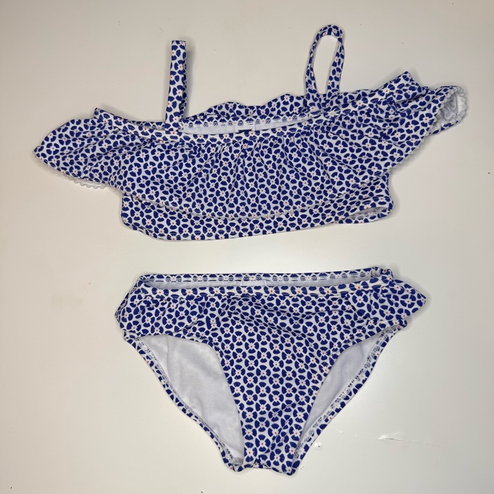 Janie and Jack Blue and White Kids Swim Set Size 5 GUC